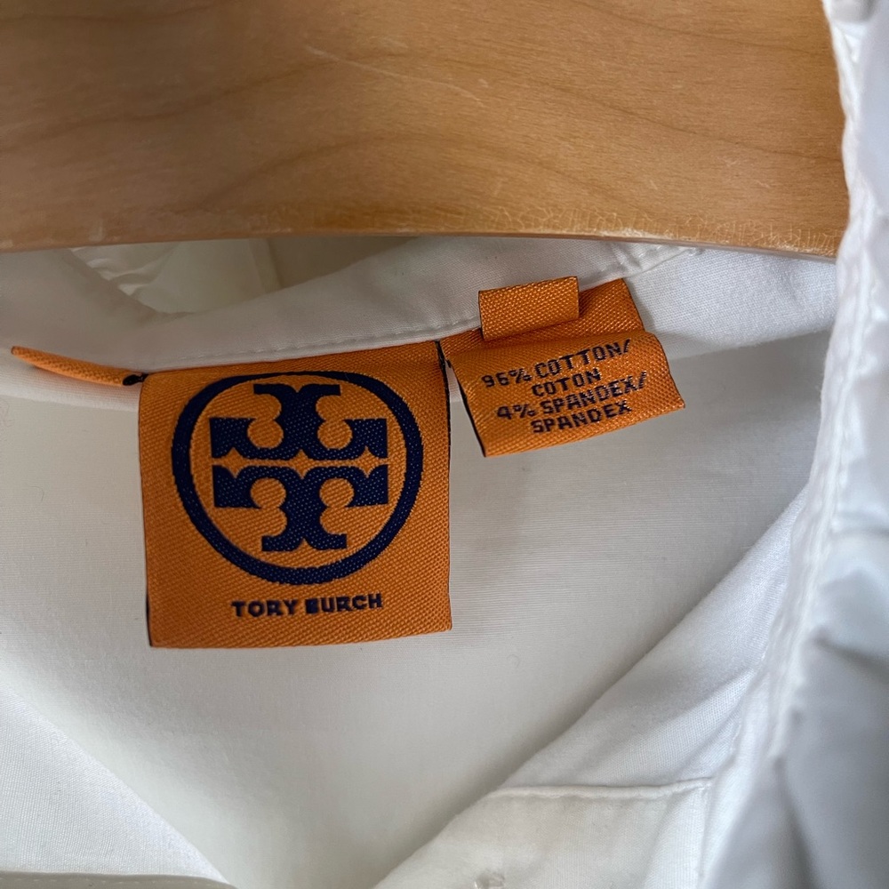 Tory Burch White Ruffle Blouse | Romantic Victorian Button Front Top Sz 2 - Picture 7 of 7